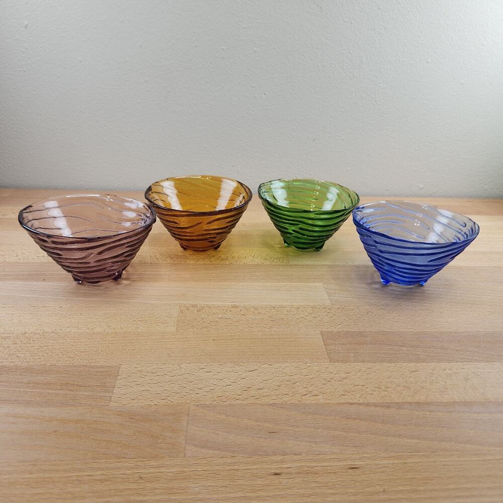 Vintage Mid Century Textured Tripod Bowls- 4.5"